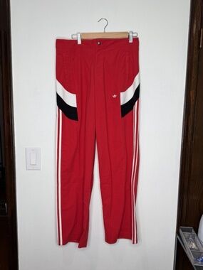 ADIDAS ORIGINALS Blocking Track Pants Loose Fit Red Womens Size 6 JY2390 NEW